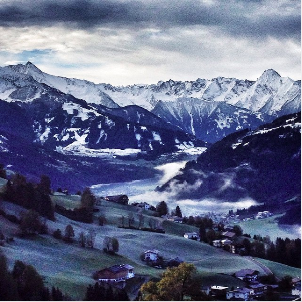 Austrian Alps view Bluebird Hostel