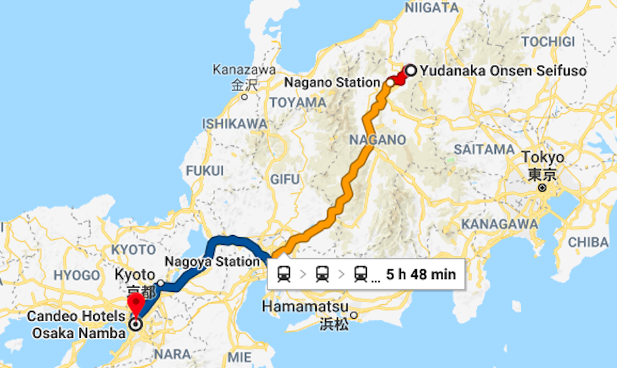 From Yudanaka Onsen to Osaka