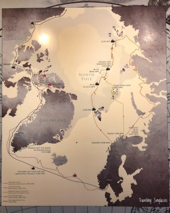 Fram Museum, map of expeditions