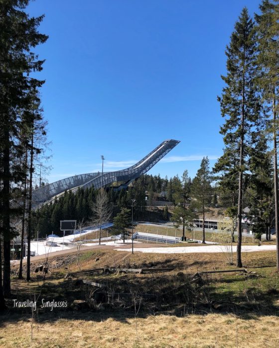 View of Holmenkollen ski jump from the wooden church - 3 days in Oslo