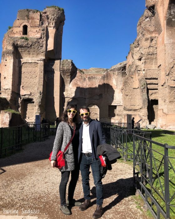 Giulia and Darek Travelling Sunglasses Terme di Caracalla