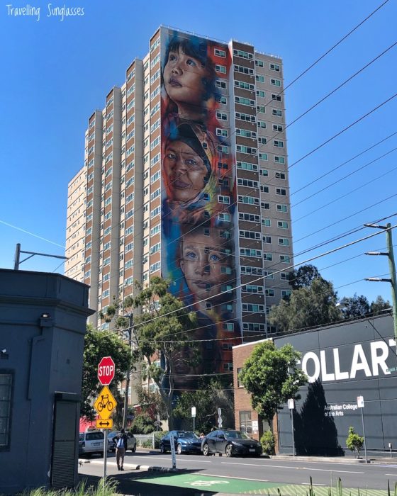 Melbourne mural faces Matt Adnate