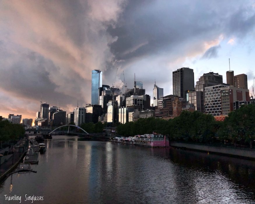 Melbourne Princes Bridge sunset clouds