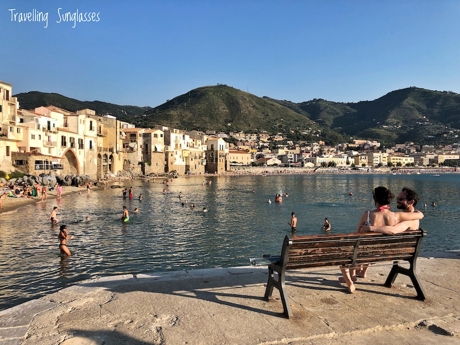 Cefalu seaside bench - Sicily itinerary