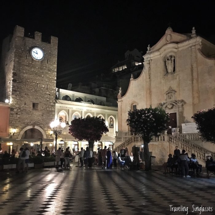 Taormina main square by night