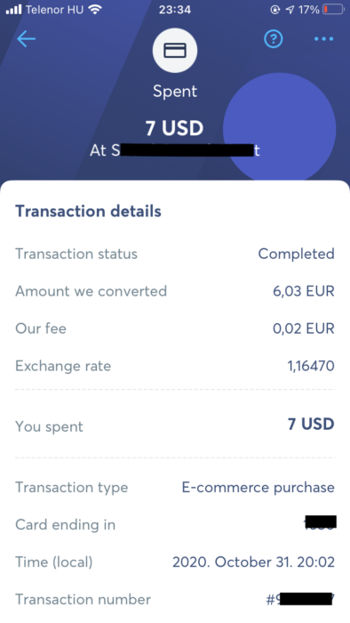 TransferWise purchase in different currency