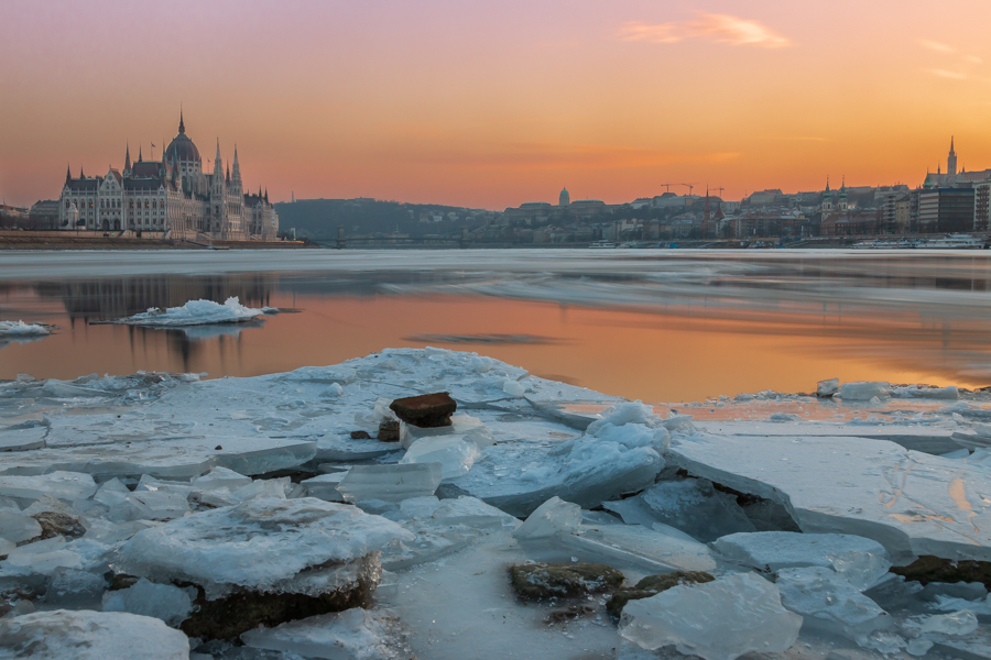 What to do in Budapest in winter frozen Danube Parliament