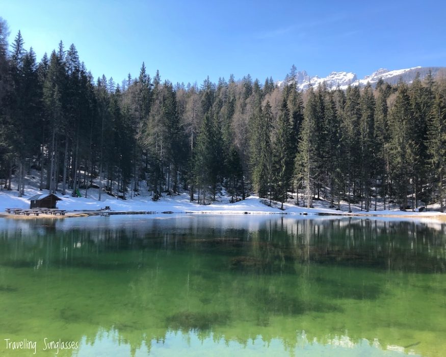 Lake Pianozes Cortina snow April