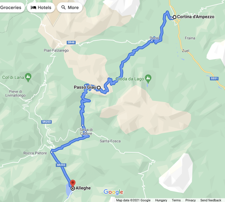Cortina to Alleghe Passo Giau