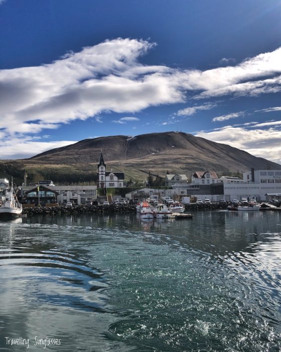 Husavik from a boat Iceland itinerary