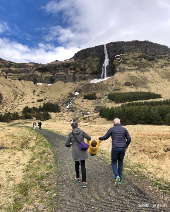 Bjarnarfoss waterfall Iceland itinerary with a toddler
