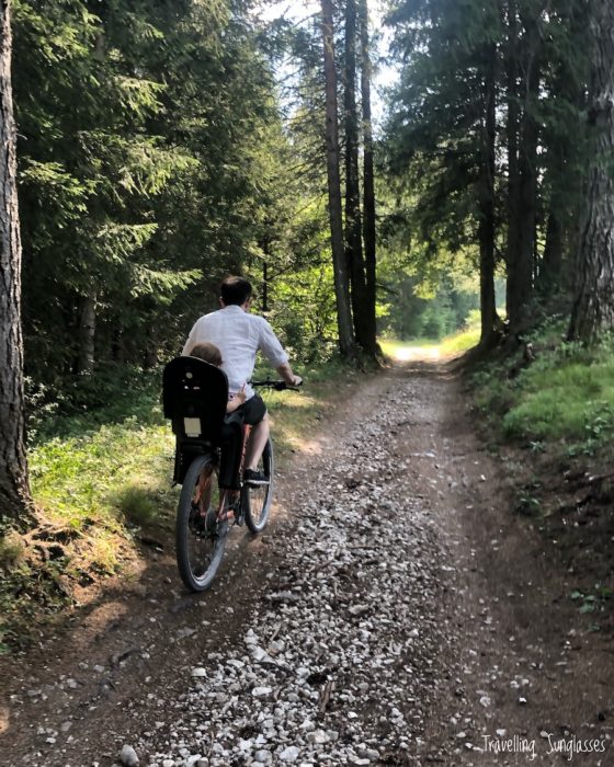 Cortina Calalzo bike trail with a toddler
