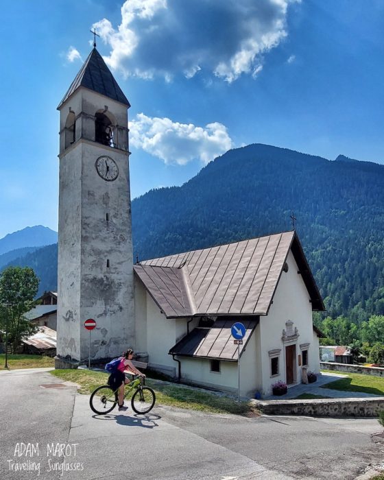 Cortina Calalzo by bike Peaio church street