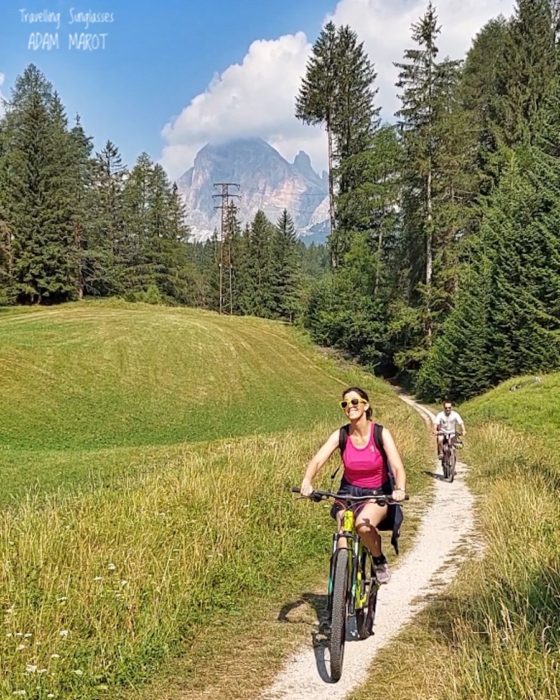 Cortina Calalzo by bike Travelling Sunglasses path and meadows