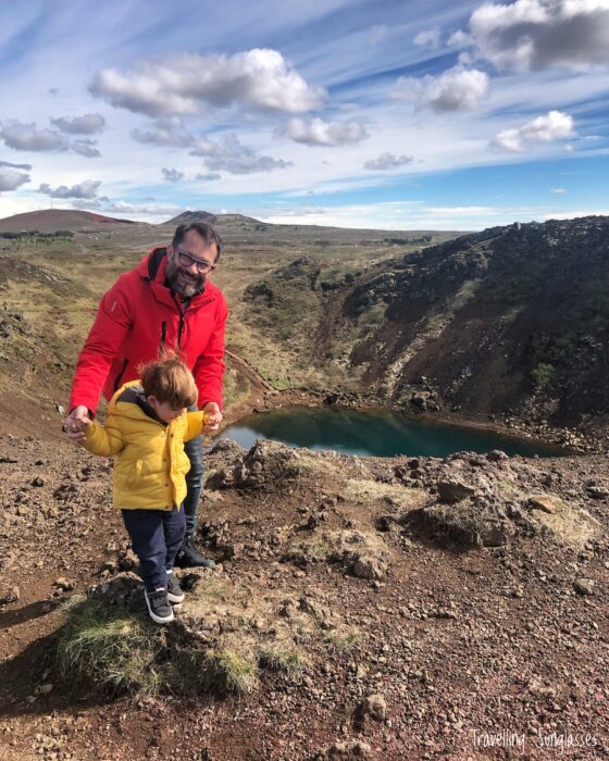 Golden Circle Iceland itinerary with a toddler Kerid crater