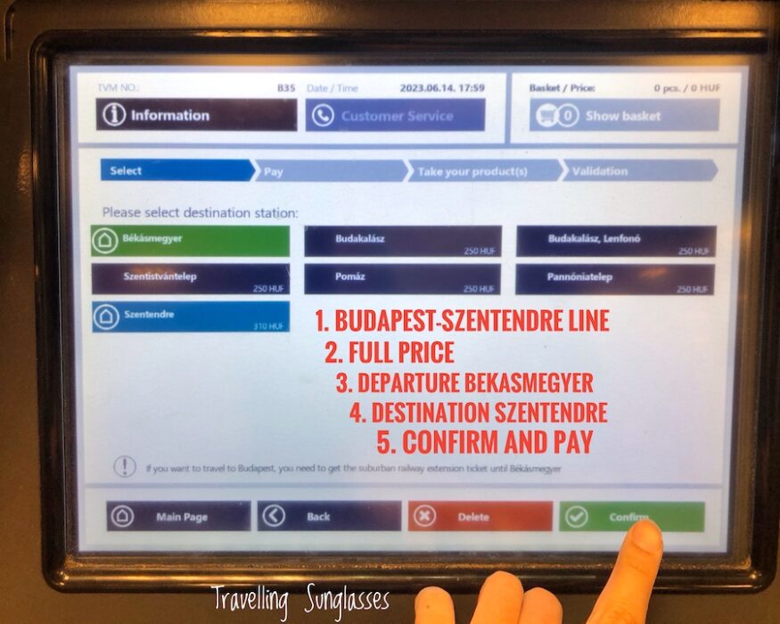 Budapest to Szentendre how to buy a train ticket step 3/3