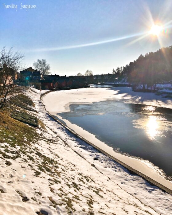 Porvoo Finland cute fishing houses frozen river