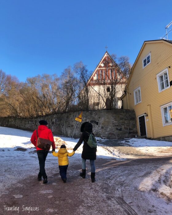 Porvoo Finland main church snowy street