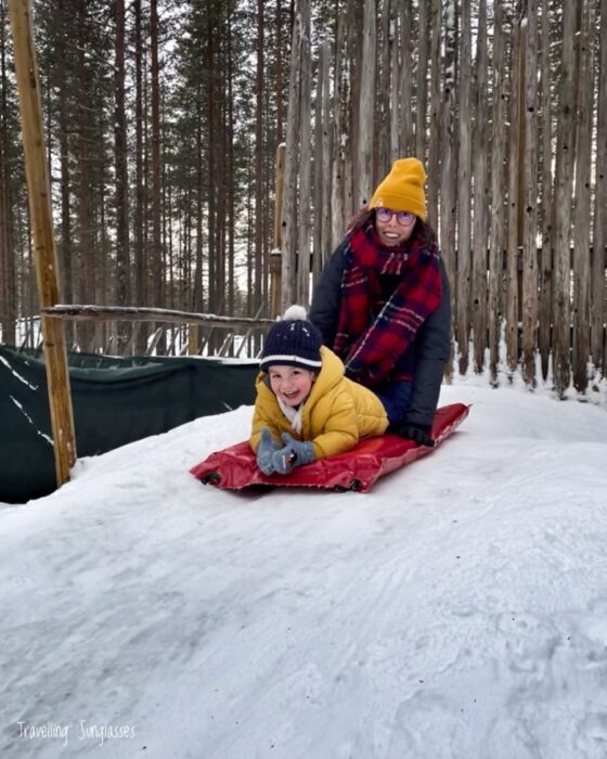 Rovaniemi Santa Claus Village with kids sledding fun